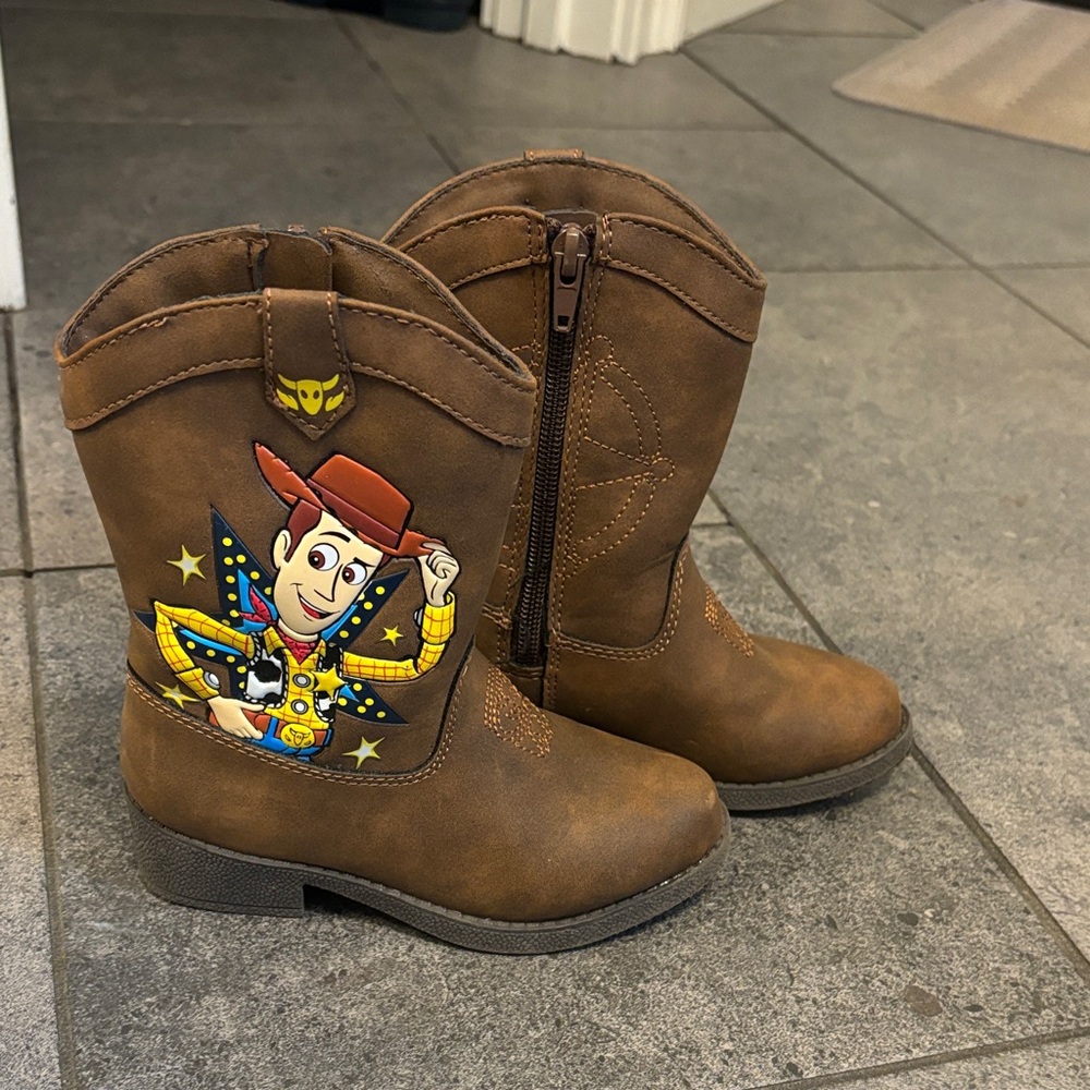 Disney Brown Woody Cowboy Boots with Multicolor Character Graphic